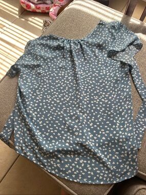 Blue Heart-Print One-Shoulder Women's Top